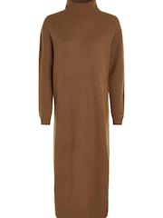 Tommy Hilfiger Cashmere Blend Roll Neck Brown Dress - Image 8 of 10