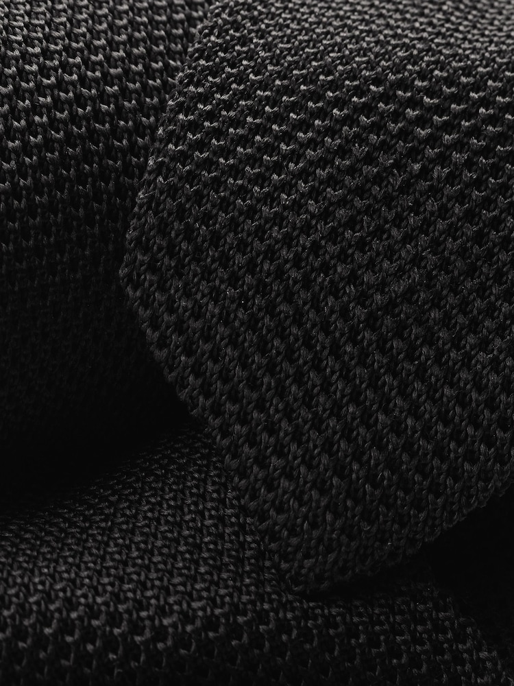 Charles Tyrwhitt Black Silk Knitted Slim Tie - Image 2 of 2