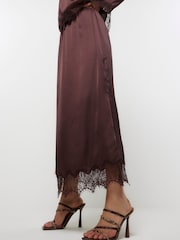 River Island Brown Lace Mix Midi Skirt - Image 3 of 4