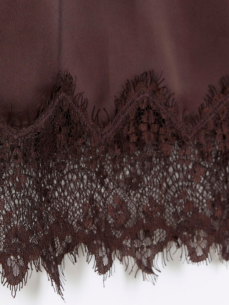 River Island Brown Lace Mix Midi Skirt - Image 4 of 4