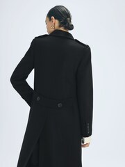 Reiss Black Margot Wool-Cashmere Blend Double Breasted Long Coat - Image 4 of 5