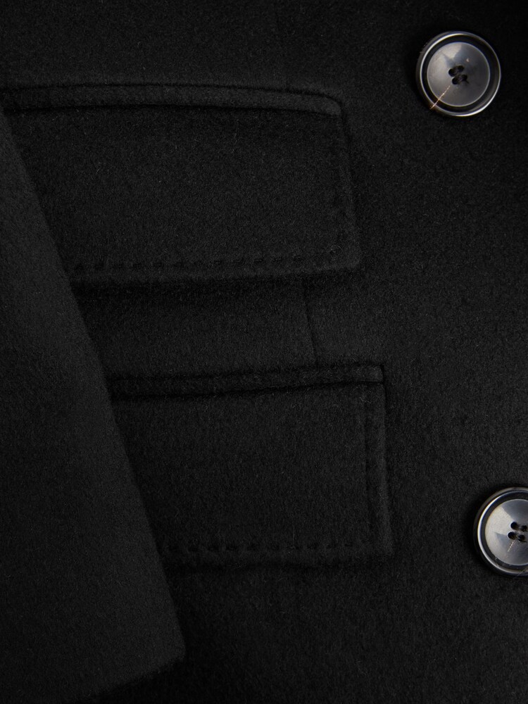 Reiss Black Margot Wool-Cashmere Blend Double Breasted Long Coat - Image 5 of 5