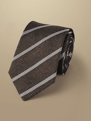 Charles Tyrwhitt Brown Silk Stripe Tie - Image 1 of 2