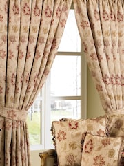 Paoletti Zurich Floral Champagne Cream Jacquard Pencil Pleat Curtains - Image 1 of 4