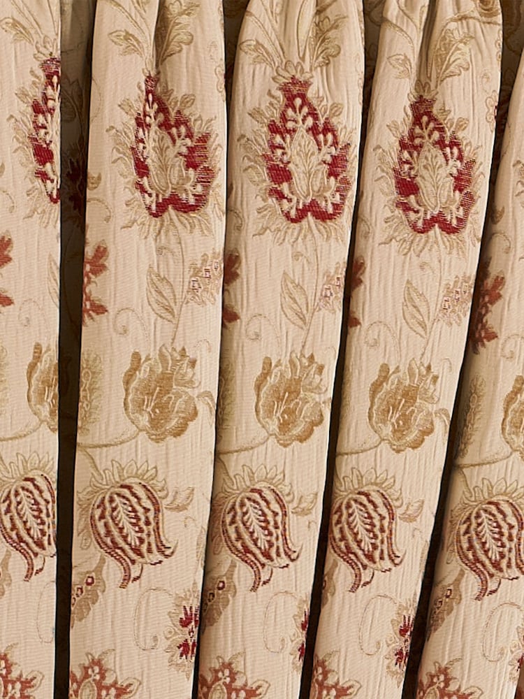 Paoletti Zurich Floral Champagne Cream Jacquard Pencil Pleat Curtains - Image 2 of 4