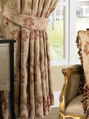 Paoletti Zurich Floral Champagne Cream Jacquard Pencil Pleat Curtains - Image 3 of 4
