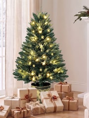 Homcom Green 4ft Pre-lit Christmas Tree with Vase Base - Image 1 of 6