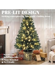 Homcom Green 4ft Pre-lit Christmas Tree with Vase Base - Image 3 of 6