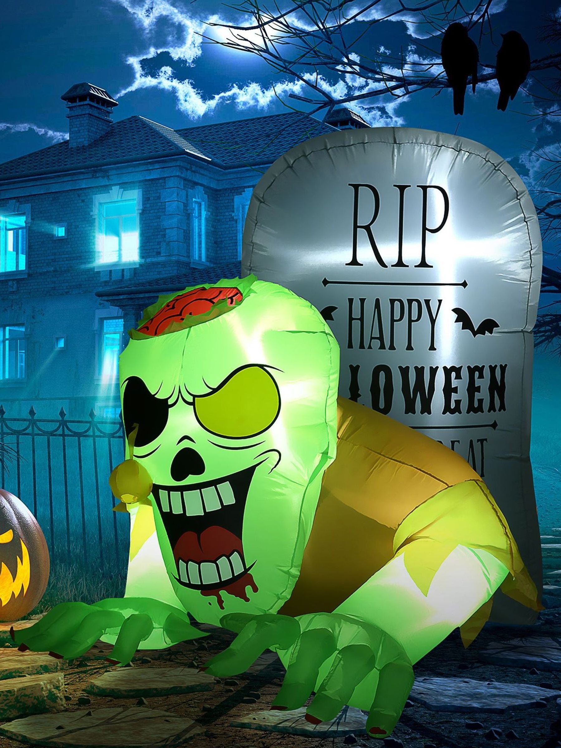 Homcom Unisex Green 5Ft Halloween Inflatables Ghost And Tombstone - Image 12