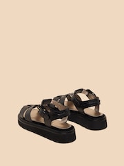 White Stuff Black Leather Rose Sandals - Image 3 of 4