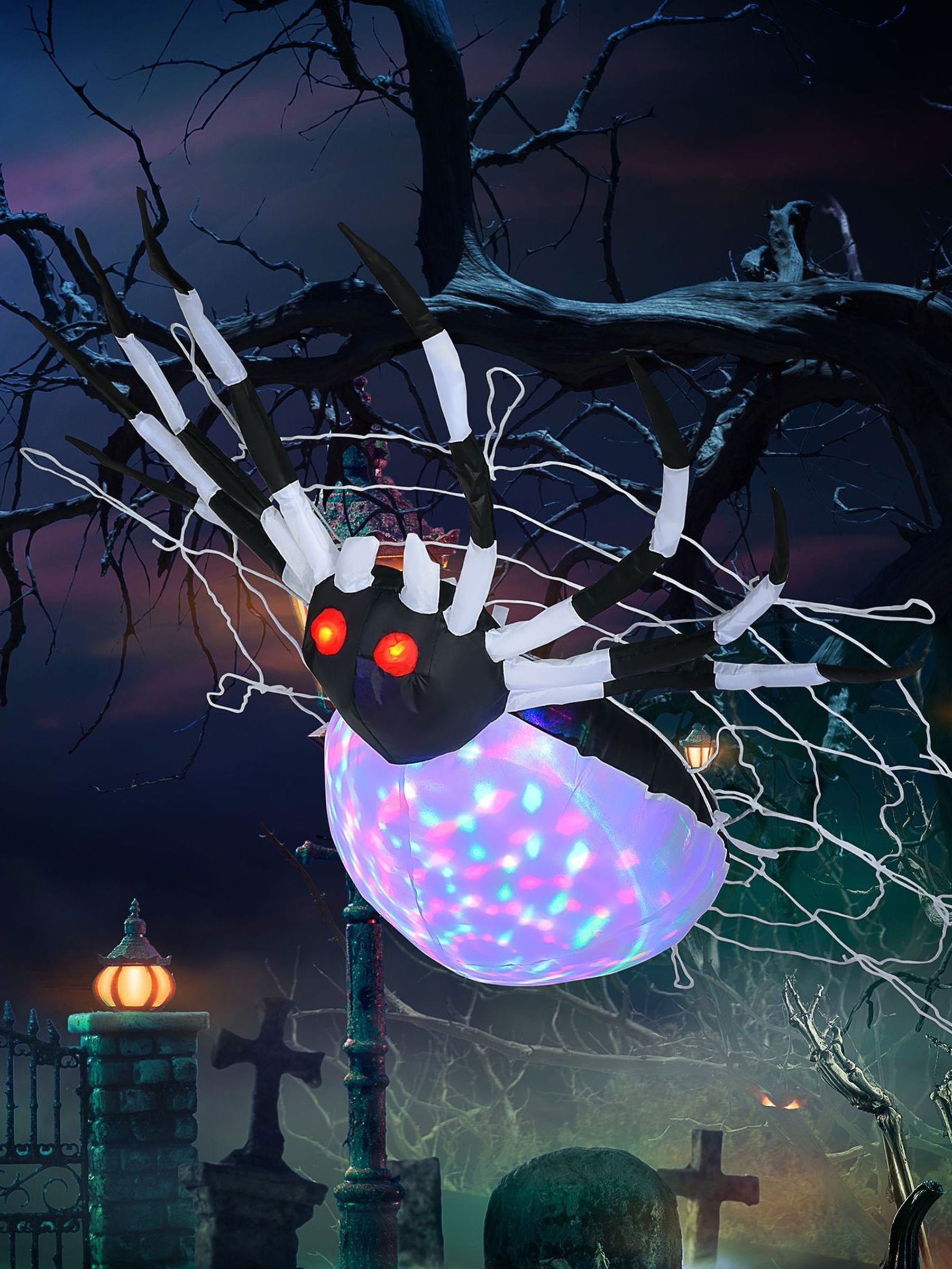 Long Halloween Inflatable Spider Blow Up Outdoor LED Garden Display - Image 5