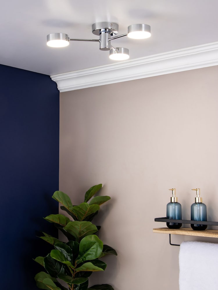 BHS Chrome Edessa 3x5w LED IP44 Ceiling Light - Image 1 of 5