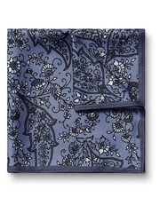 Charles Tyrwhitt Blue Black Heather Mini Paisley Print Silk Pocket Square - Image 1 of 2