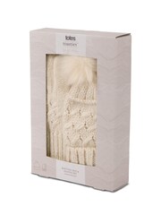 Totes Cream Ladies Cable Hat & Glove Set - Image 3 of 4