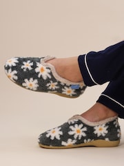 Lunar Grey Daisy Full Slippers - Image 1 of 10