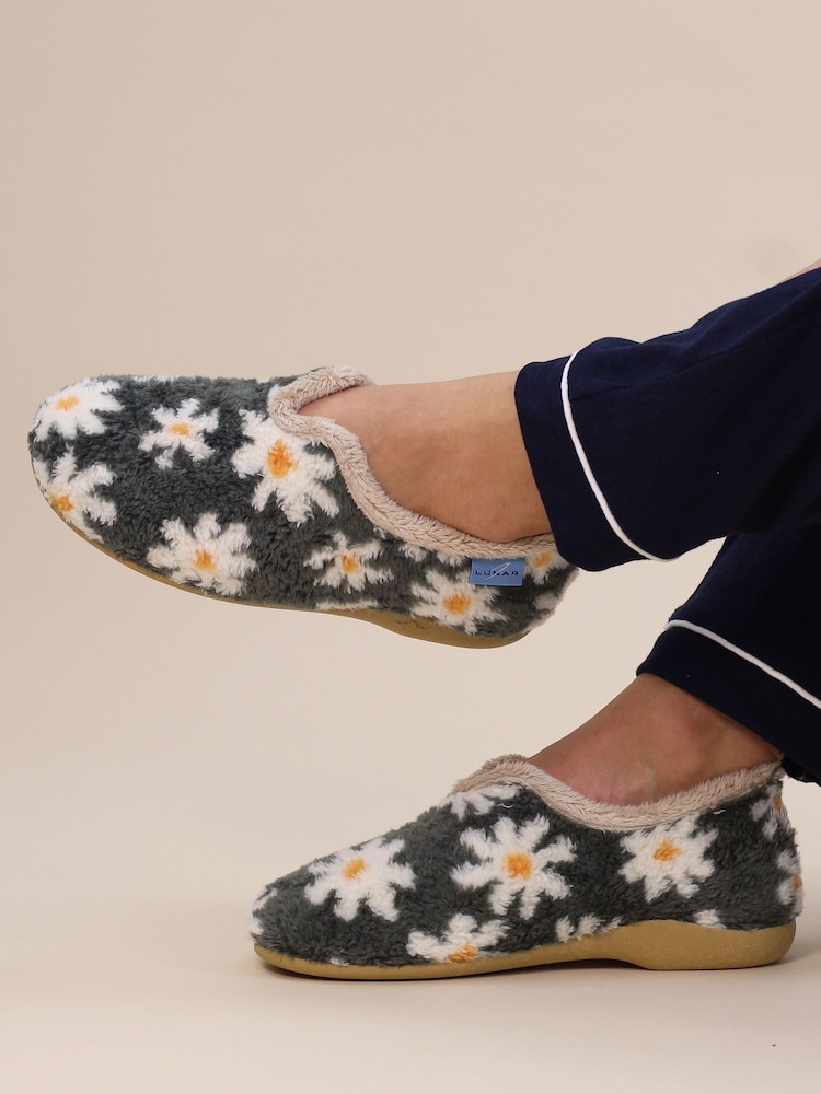 Lunar Grey Daisy Full Slippers - Image 1 of 10