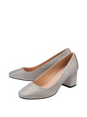 Ravel Grey Satin Block Heel Court Shoes - Image 2 of 4