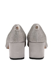 Ravel Grey Satin Block Heel Court Shoes - Image 3 of 4