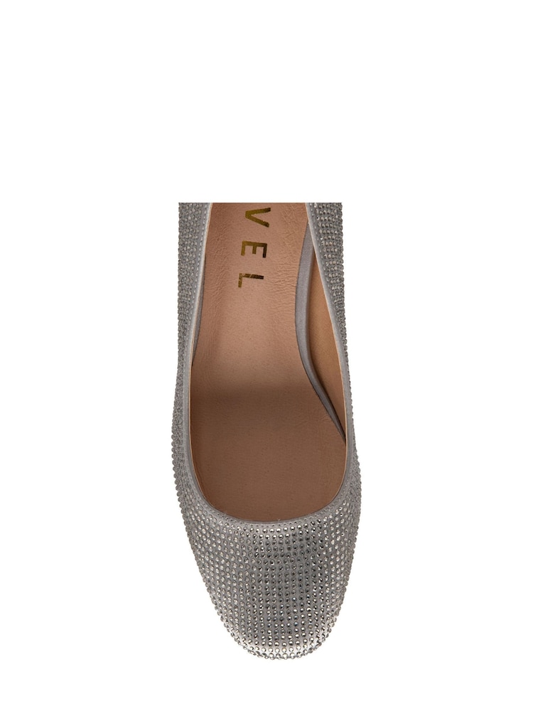 Ravel Grey Satin Block Heel Court Shoes - Image 4 of 4