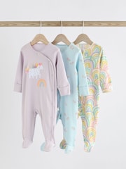 Purple Unicorn Baby 100% Cotton Sleepsuits 3 Pack (0mths-2yrs) - Image 1 of 12