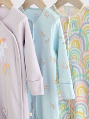 Purple Unicorn Baby 100% Cotton Sleepsuits 3 Pack (0mths-2yrs) - Image 3 of 12