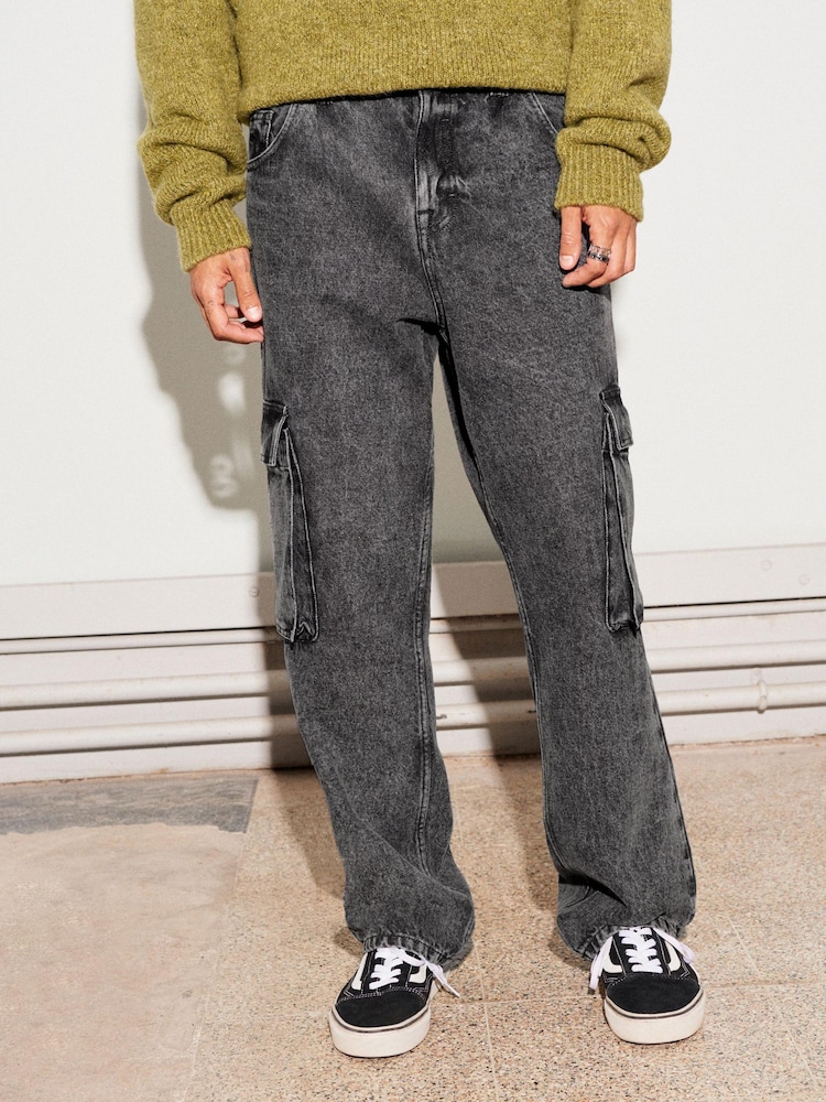 Black EDIT Denim Cargo Jeans - Image 1 of 11