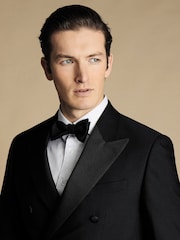 Charles Tyrwhitt Black Barathea Ready-Tied Silk Bow Tie - Image 1 of 1