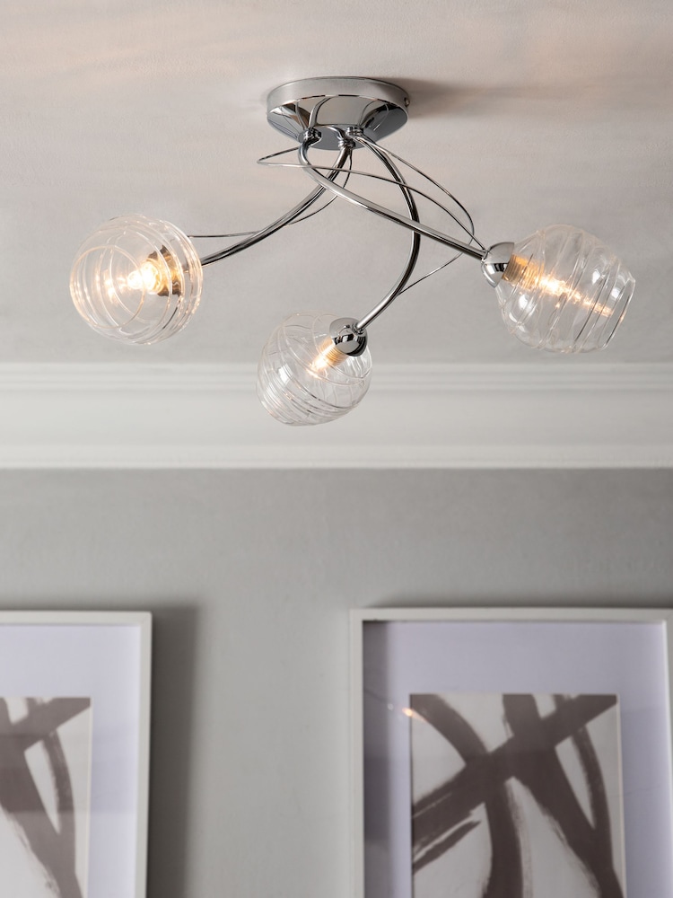 Clear Drizzle 3 Light Flush Ceiling Light - Image 1 of 9