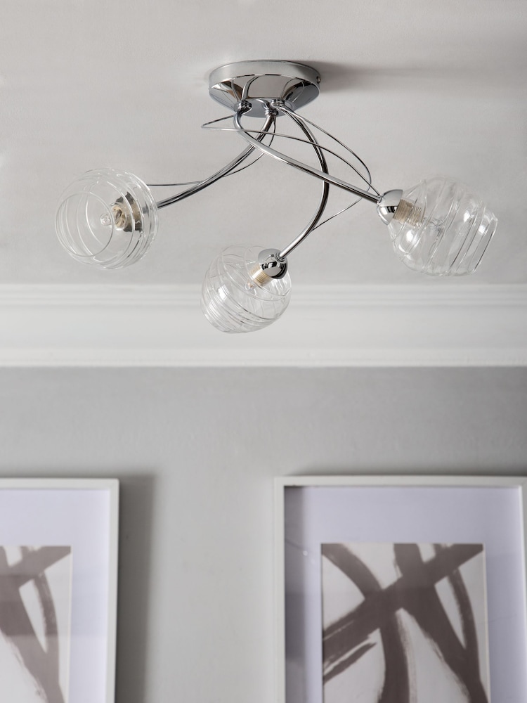 Clear Drizzle 3 Light Flush Ceiling Light - Image 2 of 9