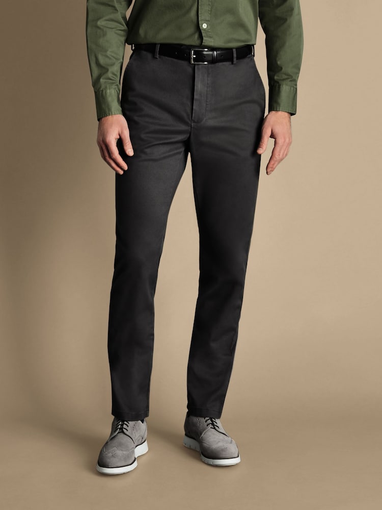 Charles Tyrwhitt Grey Classic Fit Ultimate non-iron Chino Trousers - Image 1 of 5