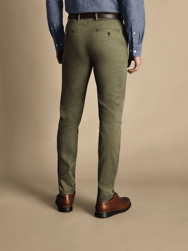 Charles Tyrwhitt Green Classic Fit Ultimate non-iron Chino Trousers - Image 2 of 5