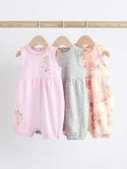 Grey Seashell Print Baby Vest Rompers 3 Pack - Image 1 of 10