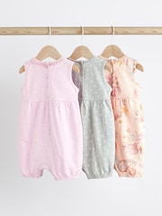 Grey Seashell Print Baby Vest Rompers 3 Pack - Image 2 of 10