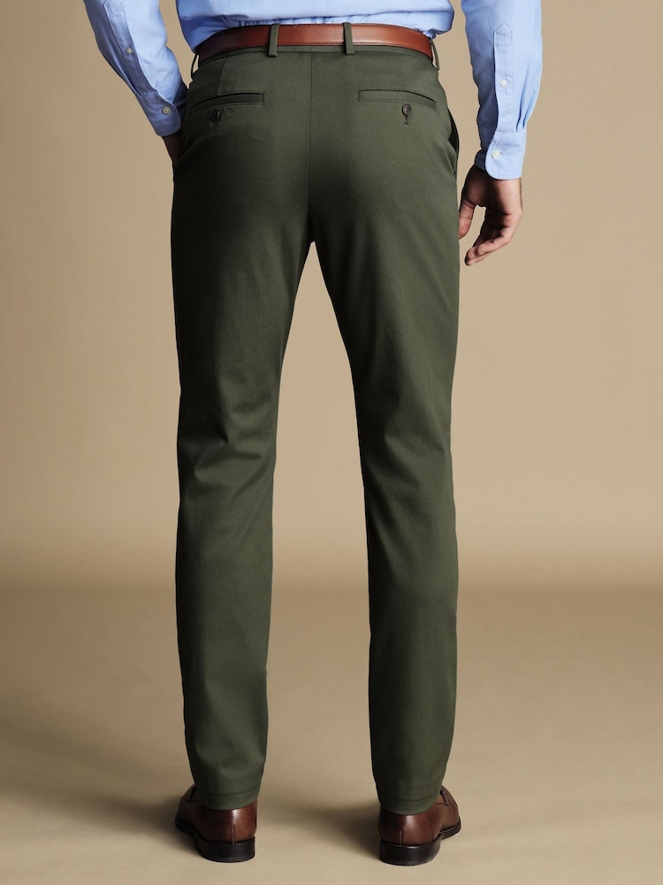 Charles Tyrwhitt Green Classic Fit Ultimate non-iron Chino Trousers - Image 2 of 5
