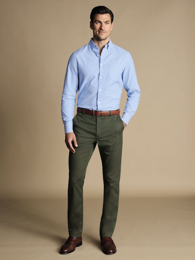 Charles Tyrwhitt Green Classic Fit Ultimate non-iron Chino Trousers - Image 3 of 5