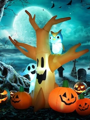 Homcom Brown 8ft Halloween Inflatable Tree Ghost w/ 3 Pumpkins - Image 1 of 6