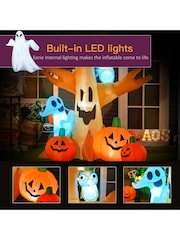 Homcom Brown 8ft Halloween Inflatable Tree Ghost w/ 3 Pumpkins - Image 2 of 6