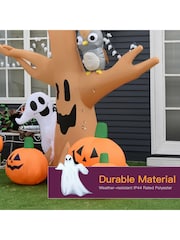 Homcom Brown 8ft Halloween Inflatable Tree Ghost w/ 3 Pumpkins - Image 3 of 6