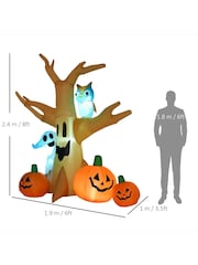 Homcom Brown 8ft Halloween Inflatable Tree Ghost w/ 3 Pumpkins - Image 4 of 6