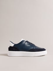Ted Baker Blue Inflated Sole Leather and Suede Luigis Trainers - Image 1 of 4