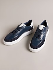 Ted Baker Blue Inflated Sole Leather and Suede Luigis Trainers - Image 2 of 4