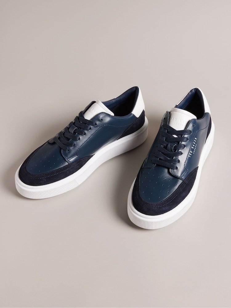 Ted Baker Blue Inflated Sole Leather and Suede Luigis Trainers - Image 2 of 4