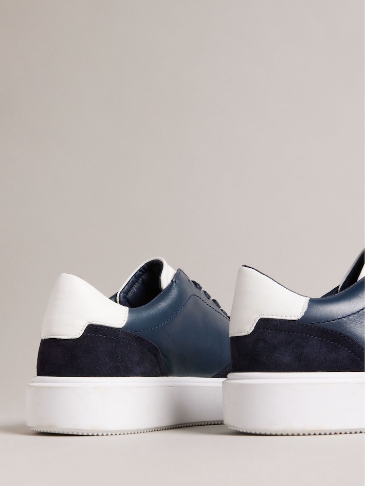 Ted Baker Blue Inflated Sole Leather and Suede Luigis Trainers - Image 4 of 4