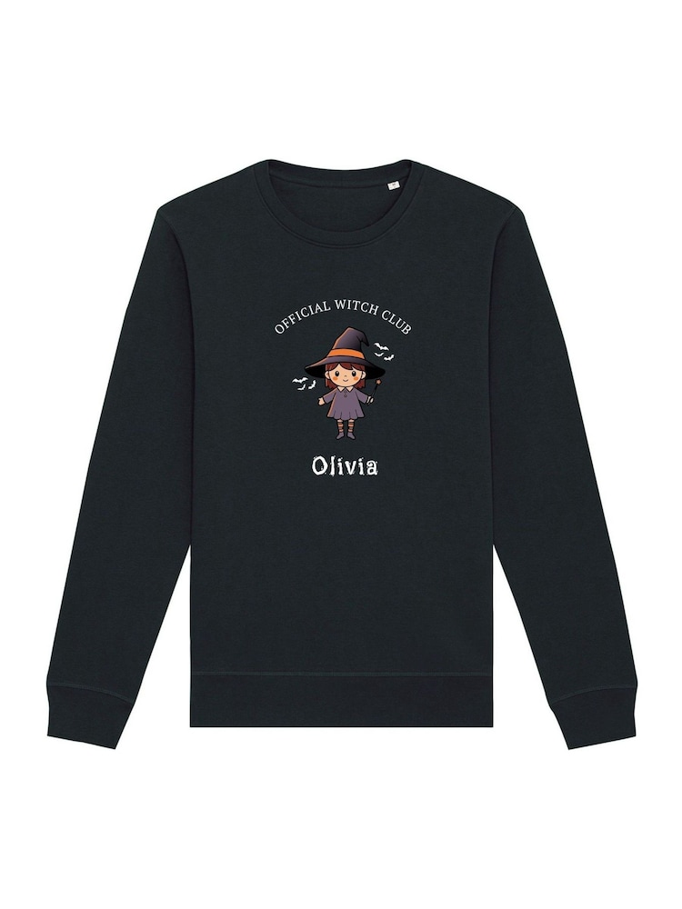 Personalised Kid's Witch Club Halloween Sweatshirt by Koko Blossom - Image 1 of 2 Personalised Kid's Witch Club Halloween Sweatshirt by Koko Blossom - Image 1 of 2