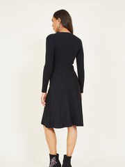 Yumi Black Knitted Skater Dress - Image 2 of 5