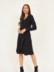 Yumi Black Knitted Skater Dress - Image 3 of 5