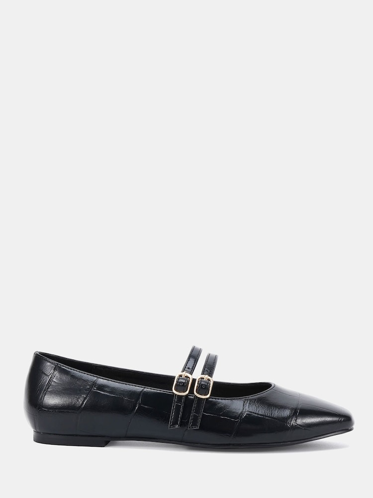 Novo Black Wide Fit Fancie Mary Jane Flat Shoes - Image 2 of 6 Novo Black Wide Fit Fancie Mary Jane Flat Shoes - Image 2 of 6