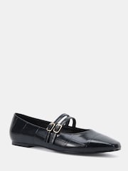 Novo Black Wide Fit Fancie Mary Jane Flat Shoes - Image 3 of 6