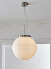 Jasper Conran London White Ribbed Glass Ceiling Light - Image 1 of 6