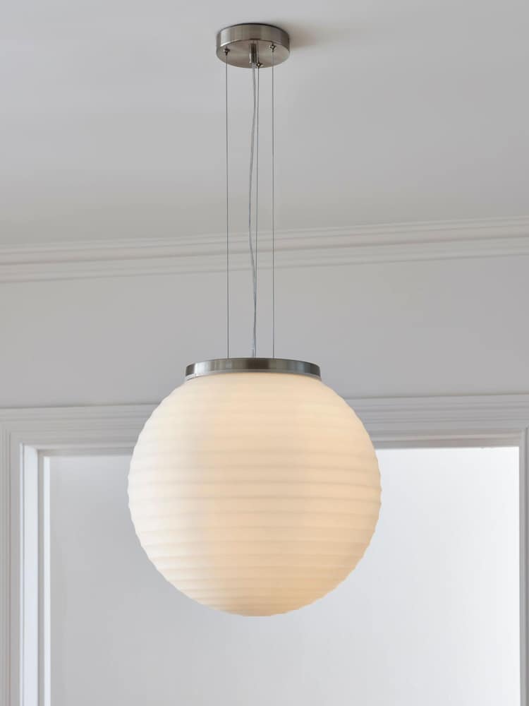 Jasper Conran London White Ribbed Glass Ceiling Light - Image 1 of 6